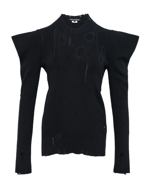 Junya Watanabe Black Ribbed Wool Sweater