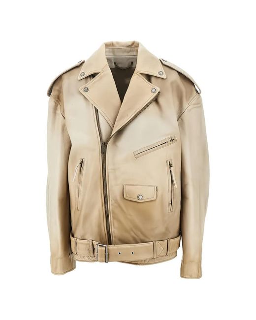 Golden Goose Deluxe Brand Natural "Journey" Over Jacket Phoebe Treated Hand Dyed Leather