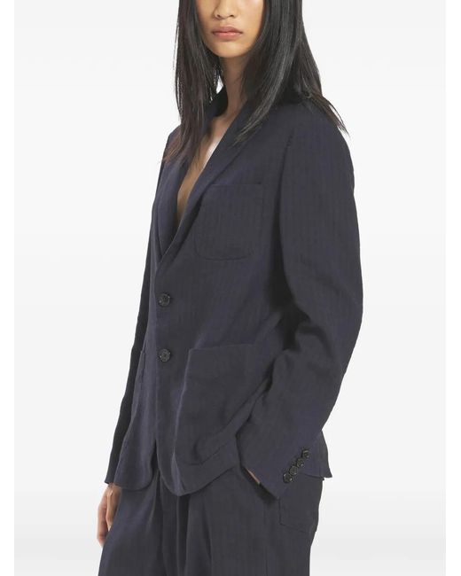 Barena Blue Sila Herringbone Single-Breasted Blazer