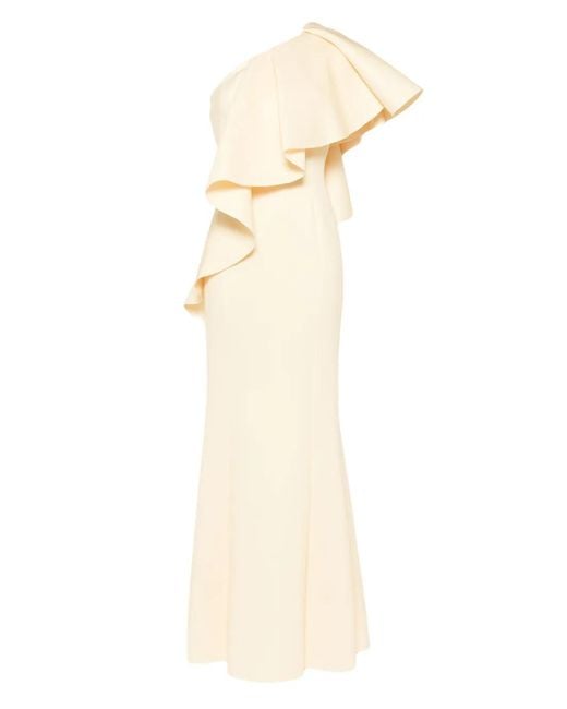 Saiid Kobeisy White Ruffled Scuba Dress