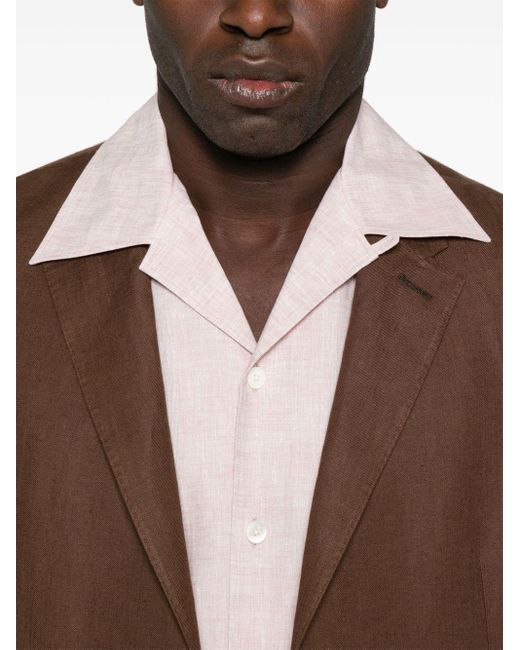 Zegna Pink Short-sleeve Linen Shirt for men