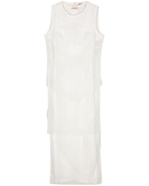 N°21 White Semi-sheer Lace-detail Midi Dress