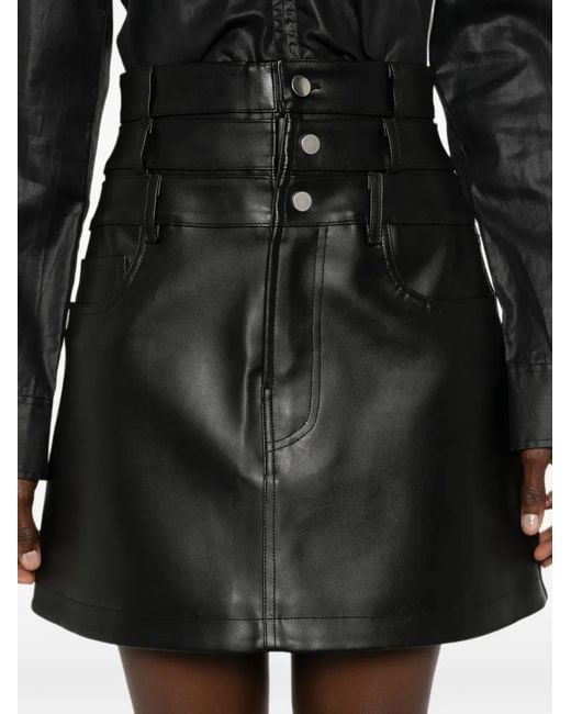 Viktor & Rolf Black Triple-Layer Leather Mini Skirt