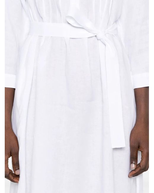 Peserico White Pintuck-Detail Midi Dress