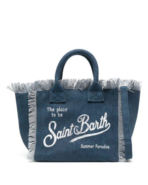 Mc2 Saint Barth Blue Colette Strandtasche mit Logo-Print