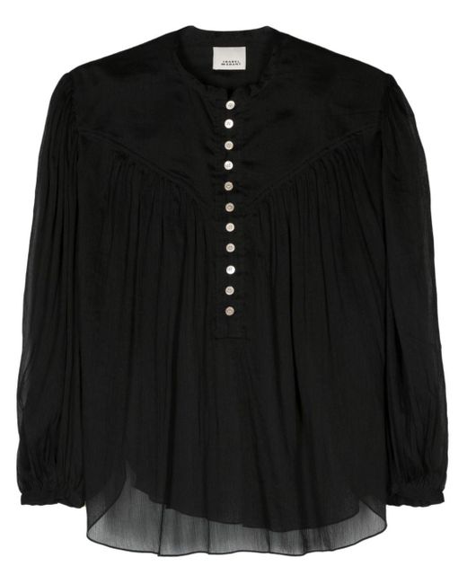 Isabel Marant Black Kiledia Cotton-blend Blouse