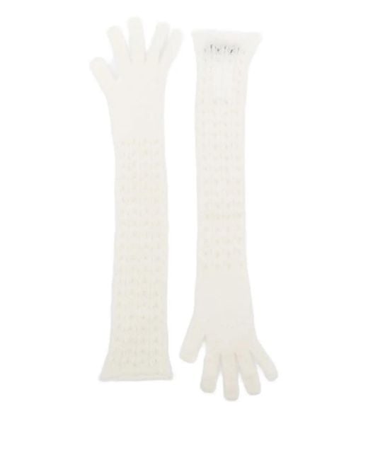 Fabiana Filippi White Long-Fingerless Gloves