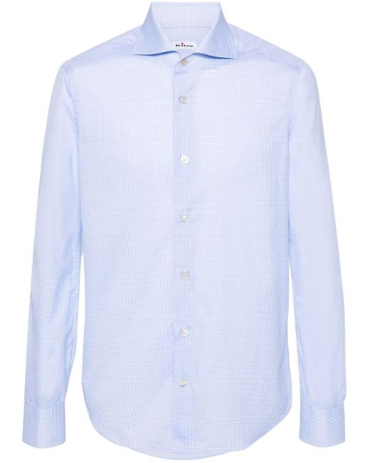 Camisa a cuadros gingham Kiton de hombre de color Blue