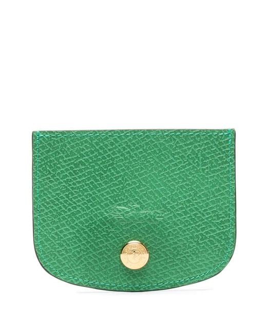 Longchamp Green Épure Logo-Embroidered Cardholder