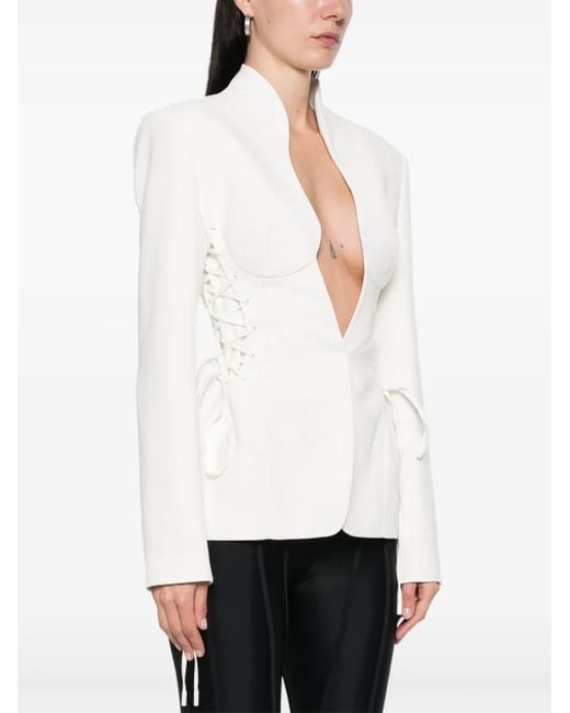 Mugler White Laced-Up Jacket