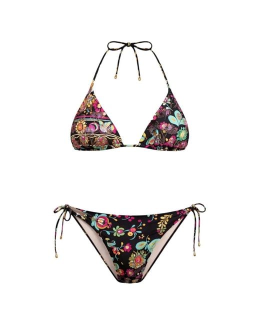 Miss Bikini White Floral-Print Triangle Bikini