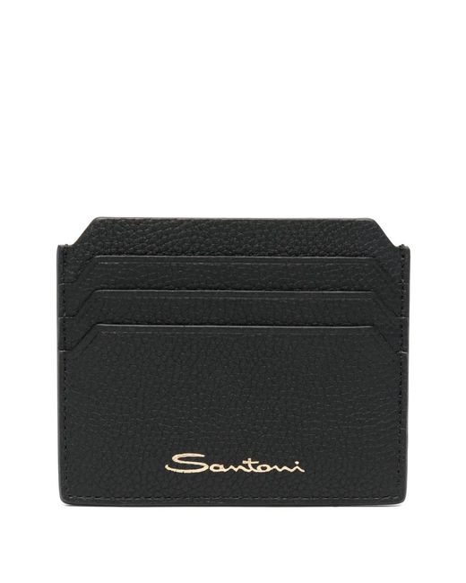 Santoni Black Logo-Print Wallet