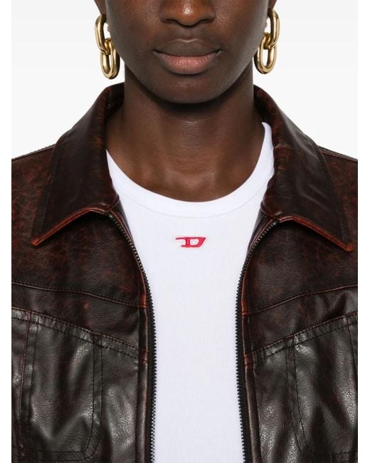 DIESEL White T-Shirt Mit Logo-Patch