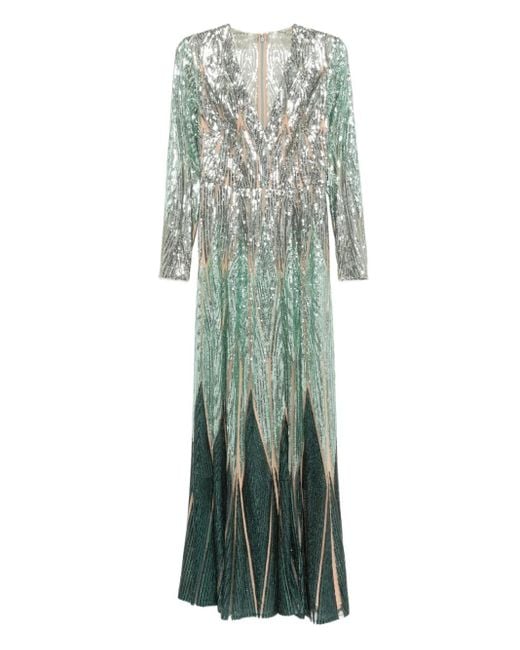 Elie Saab チュール ロングドレス Green