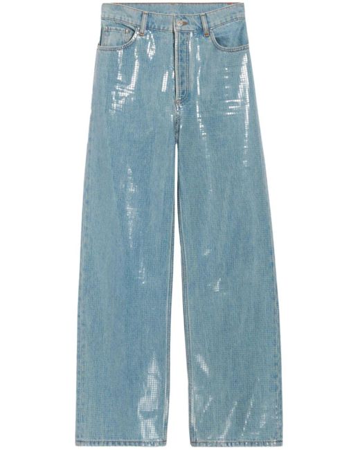 Claudie Pierlot Blue Jean With Claude Glitter-effect Jeans
