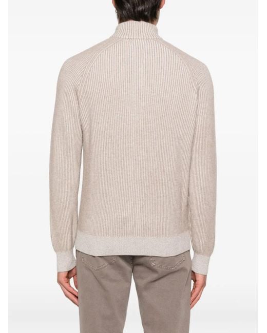 Brunello Cucinelli Natural Cashmere Zipped Cardigan for men