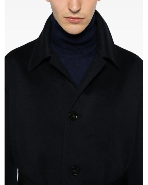 Lardini Black Belted Button-Up Coat for men