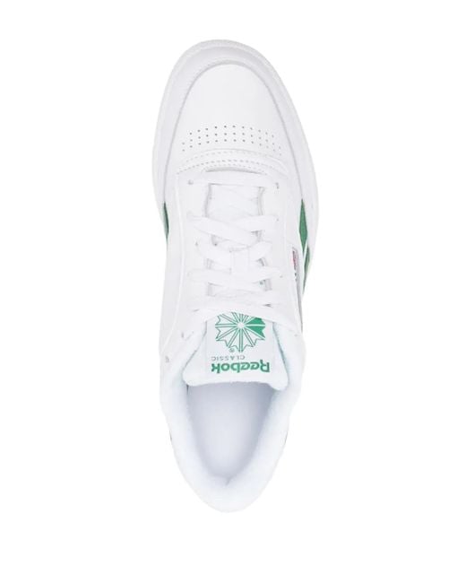 Reebok White Logo-Patch Leather Low-Top Sneakers for men