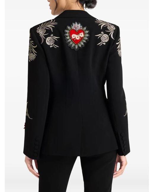 Cinq À Sept Black Cheyenne Rose-Embroidered Blazer