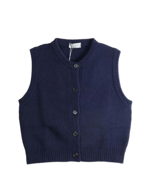 Margaret Howell Blue Button-Fastening Knitted Gilet