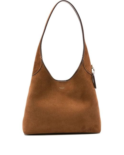 COACH Brown Braune Lederhandtasche Reißverschluss Gebogen