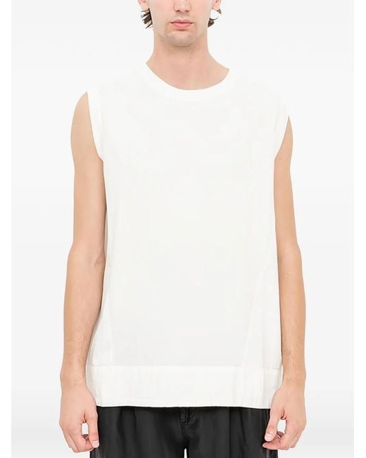 Andrea Ya'aqov White Panelled Sleeveless T-Shirt for men