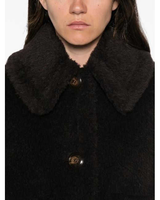 Max Mara Black Button-Up Cape Coat