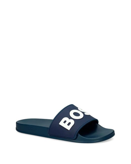 Boss Blue Logo-patch Slides for men