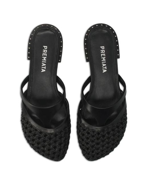 Premiata Black Mules Plates Tressées À Détails De Clous