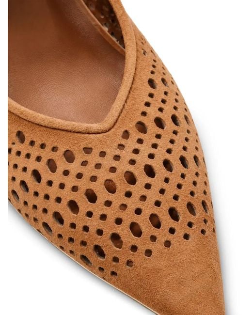 Poche Paris Brown Perforated-Suede Slingback Pumps