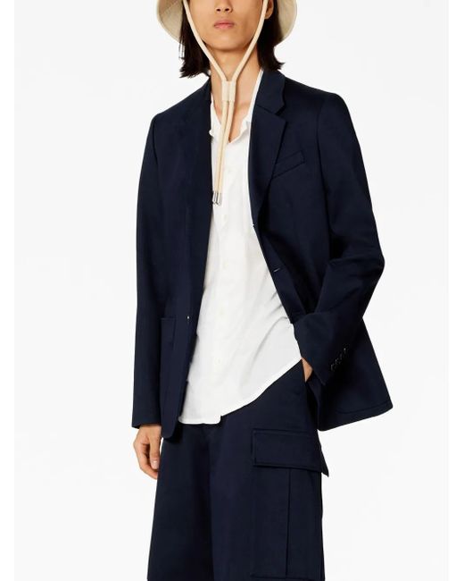 AMI Blue Single-Breasted Cotton Blazer for men