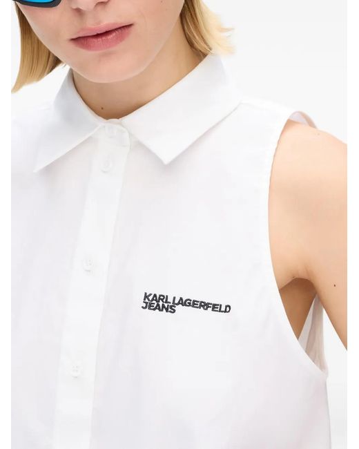 Karl Lagerfeld White Tie-Detail Sleeveless Blouse