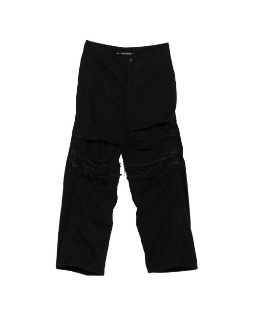 Julius Black Distressed Wide-Leg Jeans for men