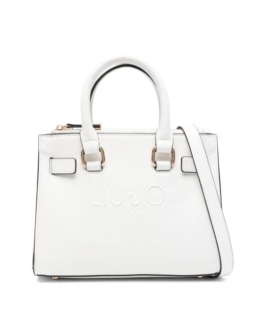 Borsa Tote Con Logo Goffrato di Liu Jo in White