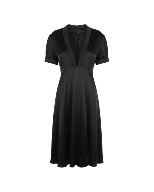Valentino Garavani Black Bow-Detail V-Neck Midi Dress