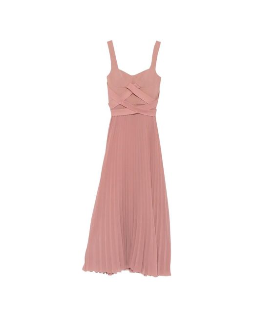 Patrizia Pepe Pink Pleated Criss-Cross Maxi Dress