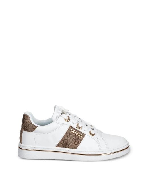 Guess White Stripe-Detail Sneakers
