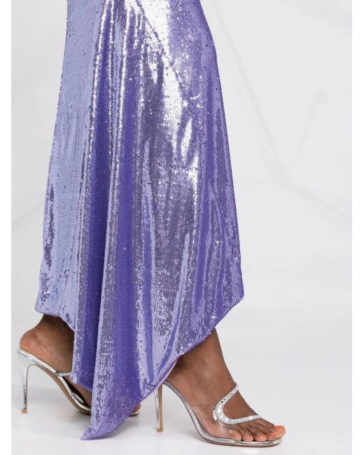 The Attico Purple Off-Shoulder Sequin Dress