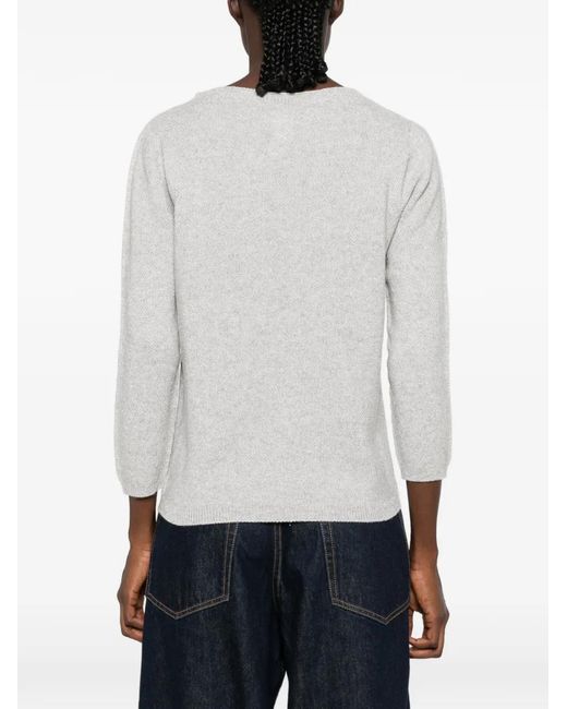 Fabiana Filippi White Boat-Neck Three-Quarter Sleeve Sweater