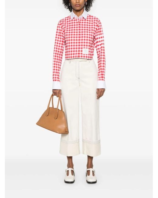 Thom Browne Red 4 Bar Stripes Gingham Check Shirt