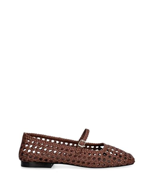 Souliers Martinez Brown Ballerines Paris En Cuir Tressé