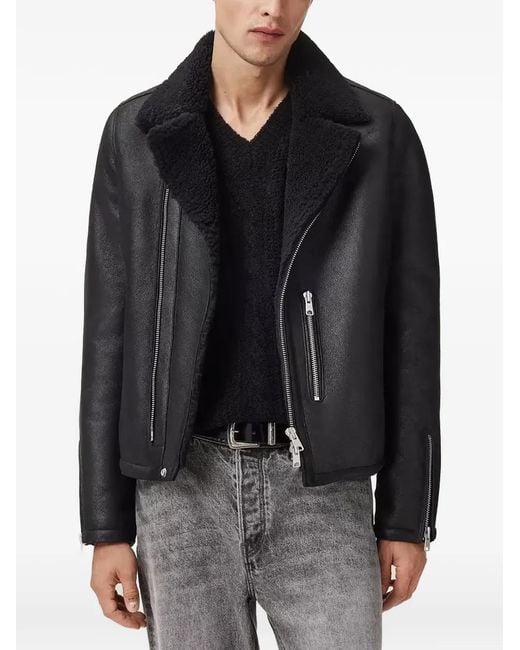 AllSaints Black Correz Zip-Fastening Jacket for men