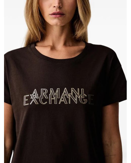 ARMANI EXCHANGE Black Logo-Print T-Shirt
