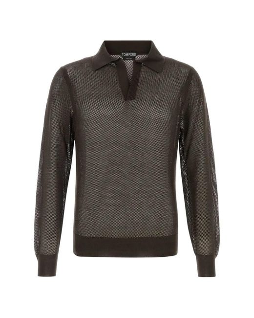 Tom Ford Gray Long-Sleeved Mesh T-Shirt for men