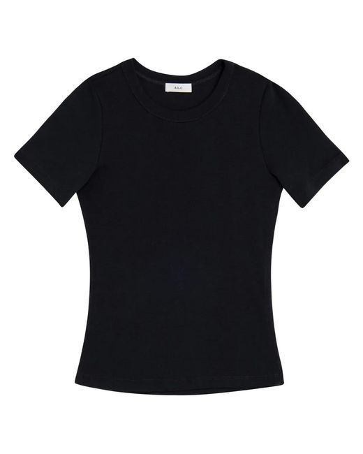 A.L.C. Black Paloma Ribbed Cotton T-Shirt