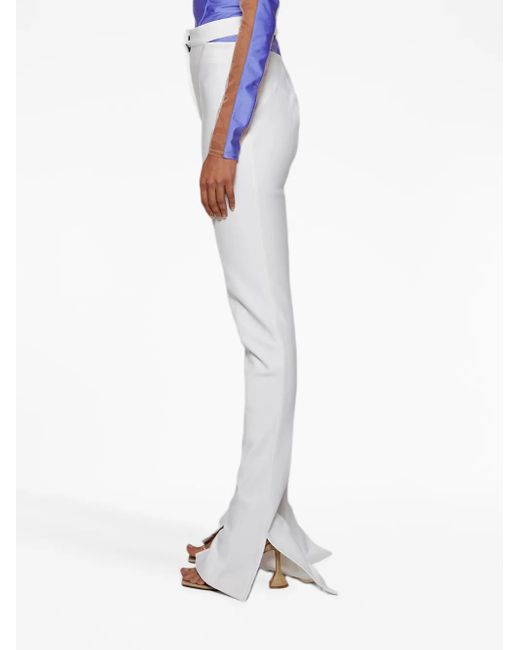 Mugler White Bonded Cut-Out Flared Trousers