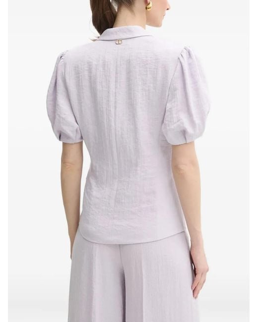 Twinset White Puff-Sleeve Button Top