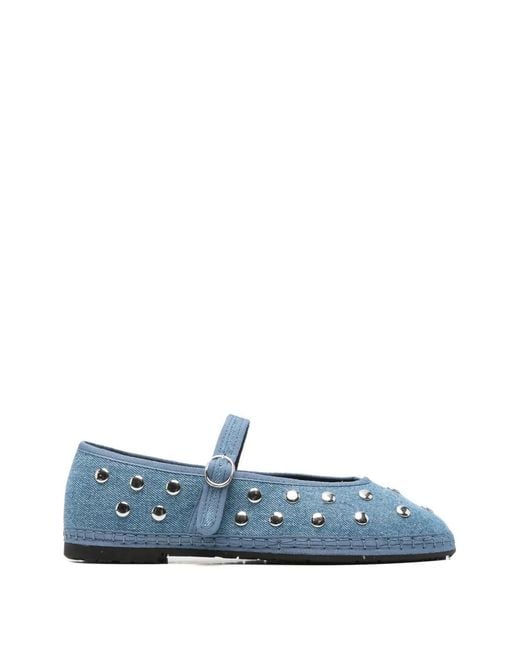 Flabelus Blue Mae Stud-Embellished Ballet Flats