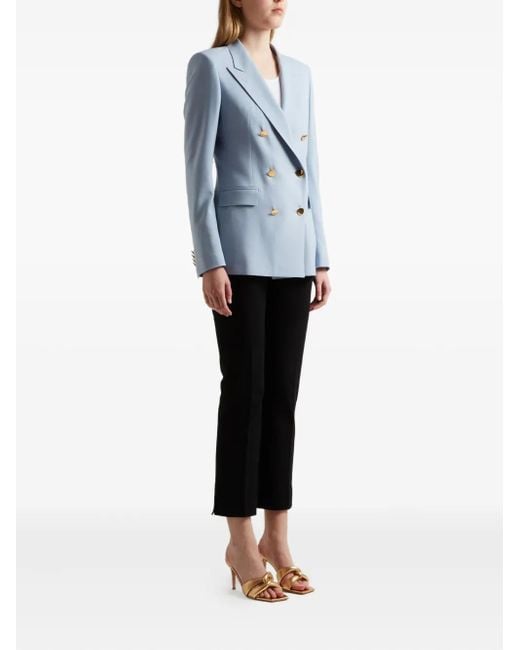 Tagliatore Blue Double-Breasted-Button Blazer