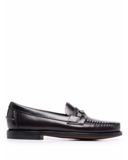 Sebago Black Horsebit-Detail Leather Loafers